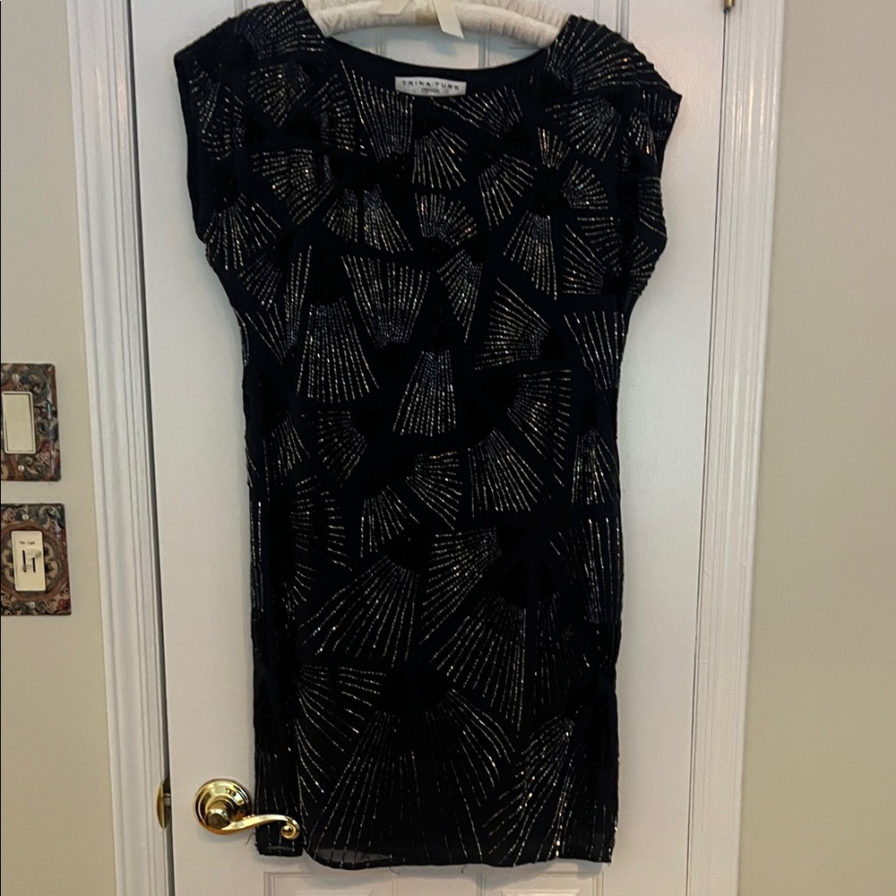 Trina Turk Navy and Beaded  Dress